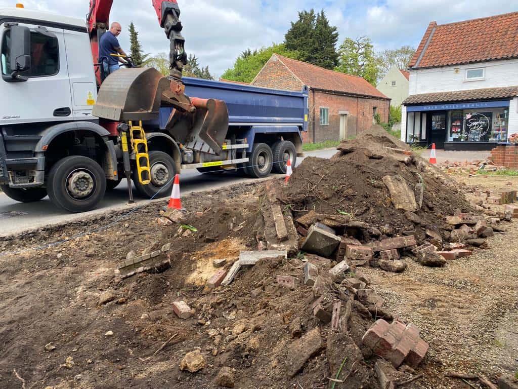 This is a photo of a dig out being carried out for the installation of a new tarmac driveway. Works being carried out by Wisbech Driveways