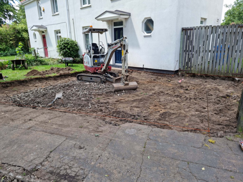 This is a photo of a dig out being carried out by Wisbech Driveways in preparation for a block paving driveway