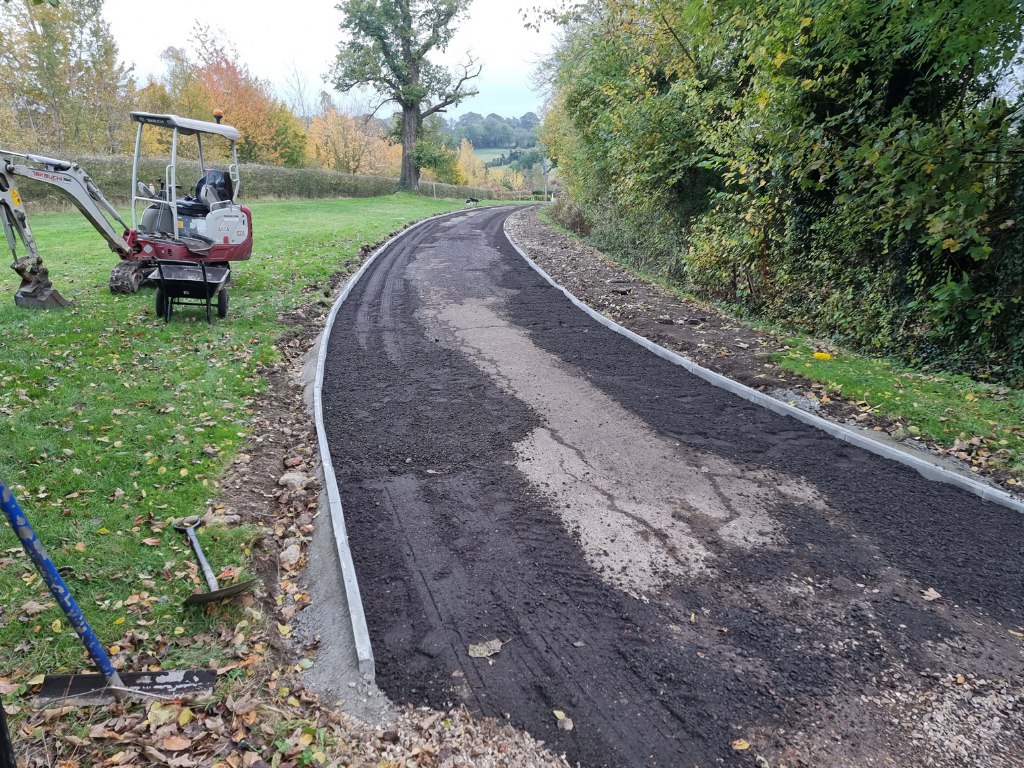 This is a large driveway which is in the process of having a tar and chip driveway installed on by Wisbech Driveways